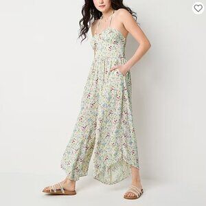 Cream Multi Floral Halter Jumpsuit